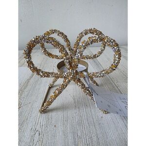 34th pine‎ gold bow tie light holder votive ribbon new silver glitter sparkling